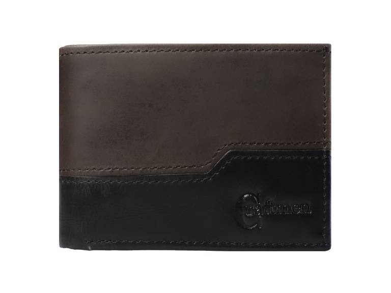 Billetera 100% cuero Natural genuino Negro-Cafe