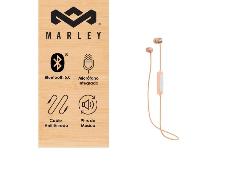Audífonos Smile Jamaica Bluetooth 2 Copper Pink Marley
