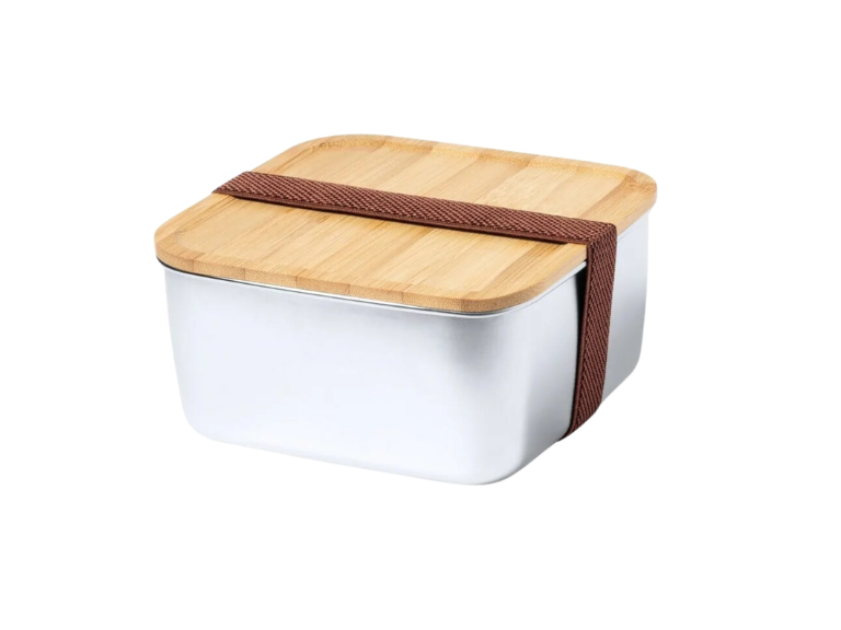 Contenedor Tupper Hermético Cuadrado Acero Inox. Bambú Tusvik 1400 ML Importclick