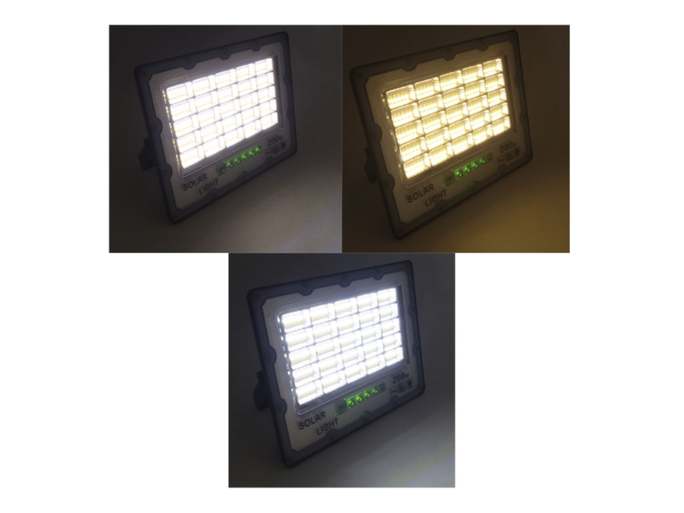 Foco Proyector Solar LED 200 Watt Dúo Color Panel Solar 250 LED Control Remoto Importclick