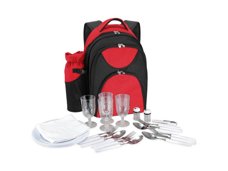 Mochila-Cooler de Picnic 4 personas Rojo