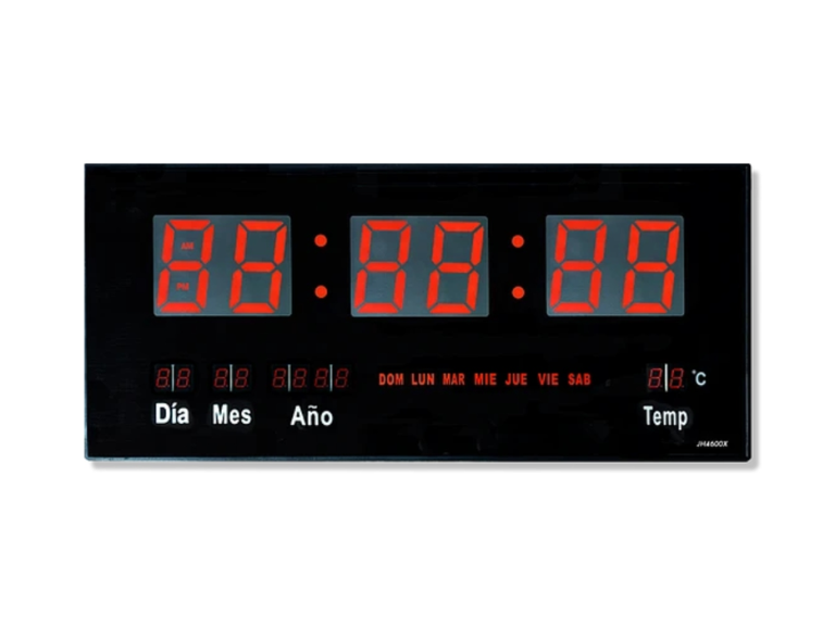 Reloj Digital LED Pared Hora Fecha Temperatura 47x23x3 CM Importclick