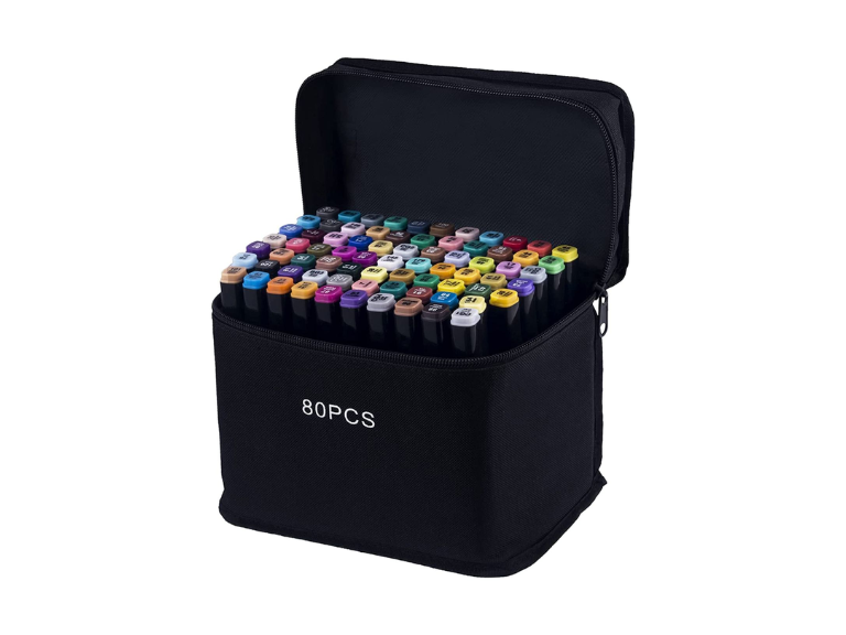 Set 80 Lápices Marcadores Gráficos Dibujo Doble Punta Importclick