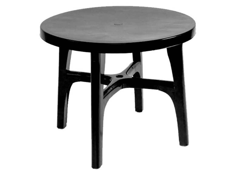 Mesa Plástica Redonda Negra