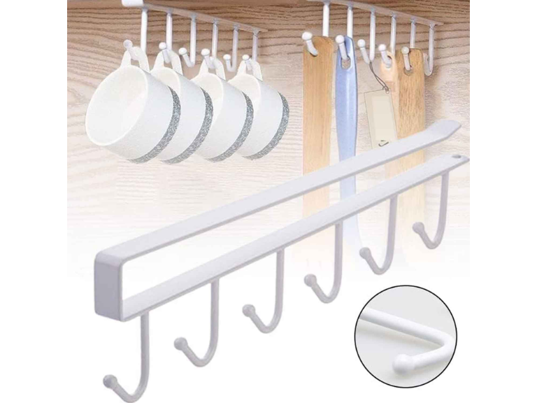 Colgador Organizador Soporte Tazas Utensilios Cocina Metal Blanco Importclick