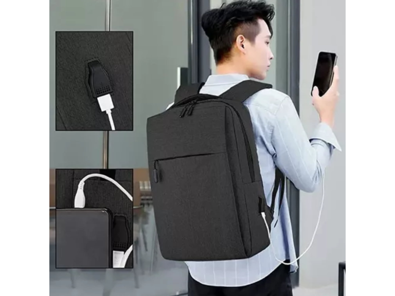 Mochila Notebook Impermeable Puerto USB 20-35 LT Negro Importclick