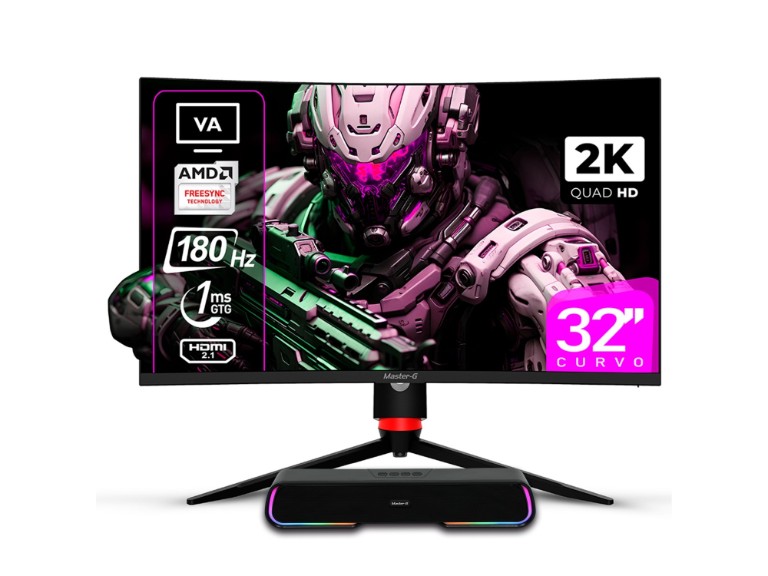 Pack Monitor Gamer 32&quot; Curvo QHD 1440 VA 180hz + Soundbar BT