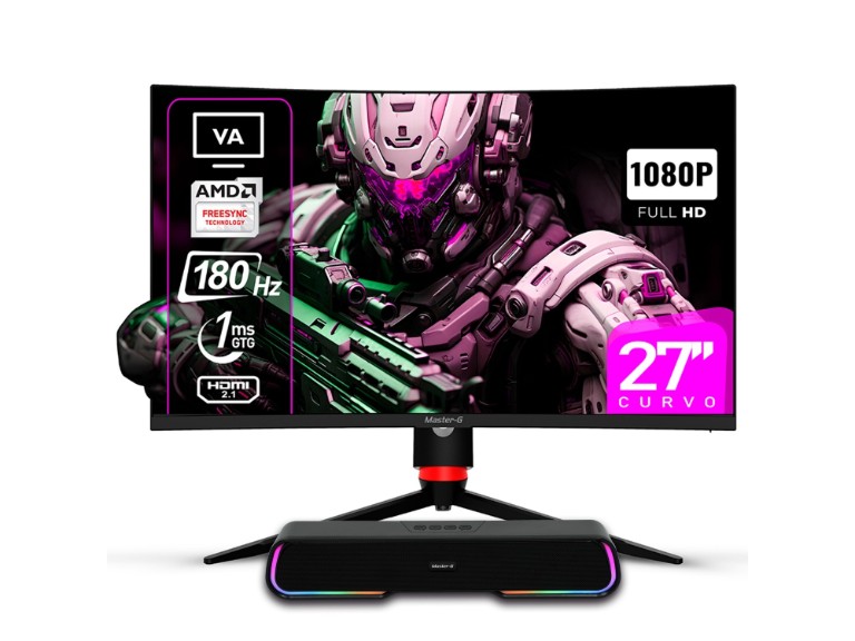 Pack Monitor Gamer 27&quot; Curvo FHD 1080 VA 180hz + Soundbar BT