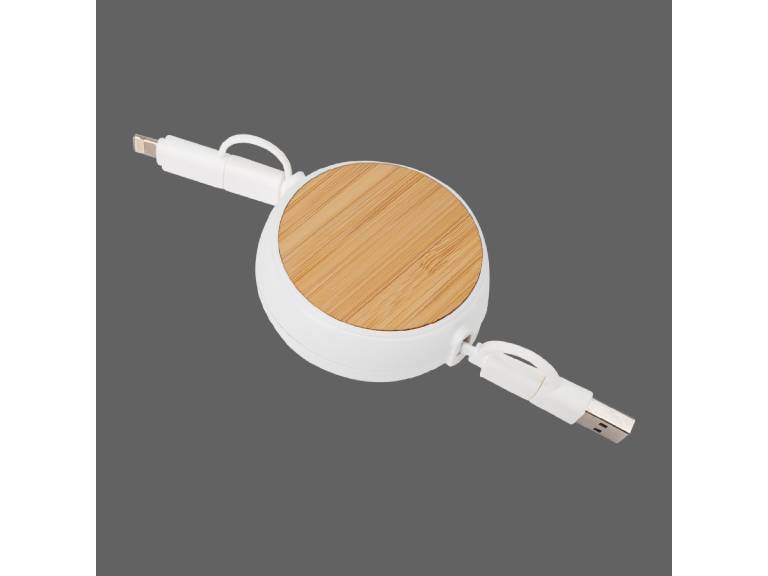 Connect Multicargador Retráctil 4 en 1 de ABS/Bamboo