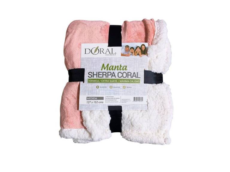 Manta Coral Sherpa 127X152 Rosa