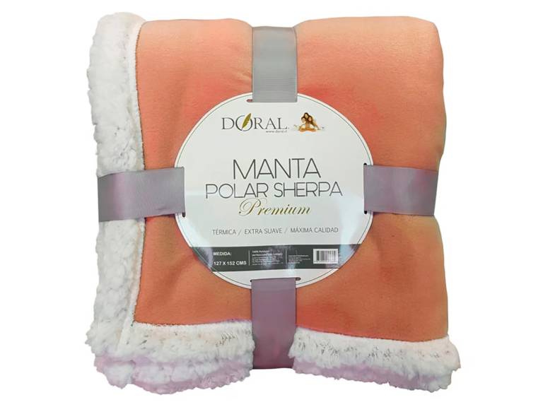 Manta Polar Sherpa Premium Doral Salmón