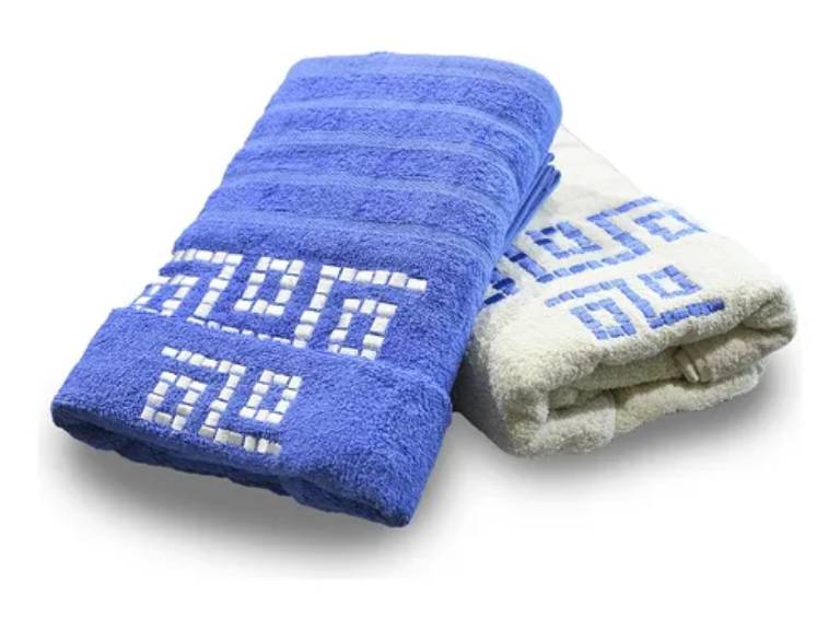 Set 4 Toallas Twins Bordada Doral Azul