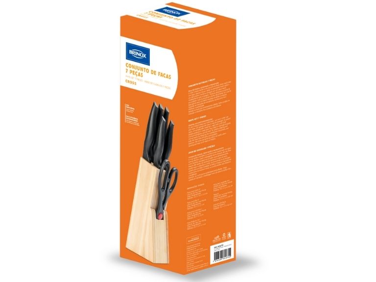 Brinox Set de 5 Cuchillos en acero inoxidable con Taco Cross