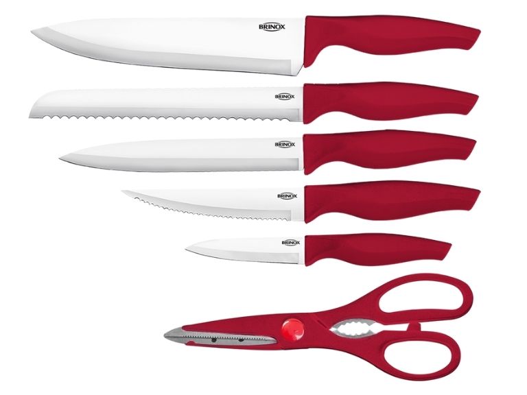 Brinox Set de cruz roja con 5 cuchillos y tijeras 6 Piezas Cross