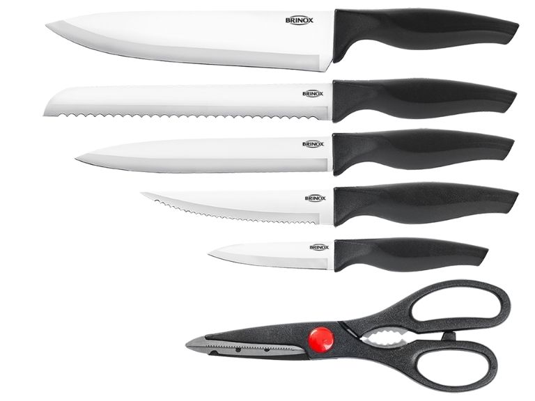 Brinox Set se cruz negro con 5 cuchillos y tijeras 6 Piezas Cross