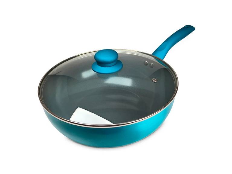 Wok Montecarlo Aluminio Metalizado 26 cm Turquesa Doral