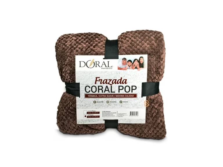 Frazada Coral Pop 1.5 Plazas Doral Café Oscuro
