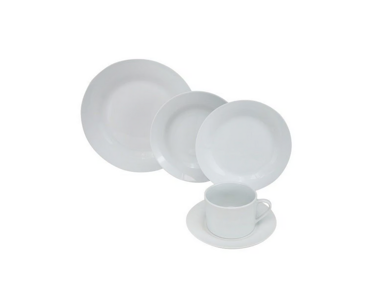 Set Loza 16 Piezas Platos Tazas Vajilla Cerámica Blanco