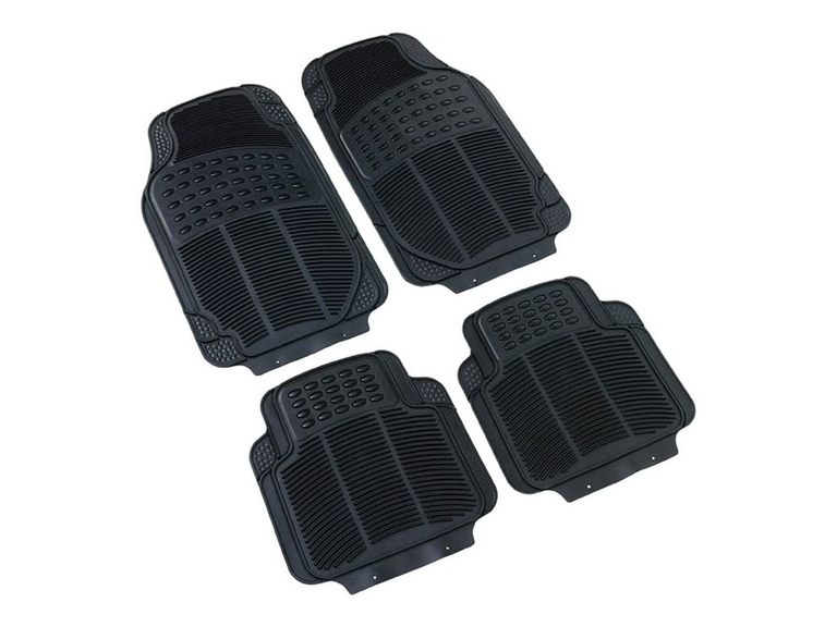 Alfombra Auto Goma Clásico 4 Piezas Negro