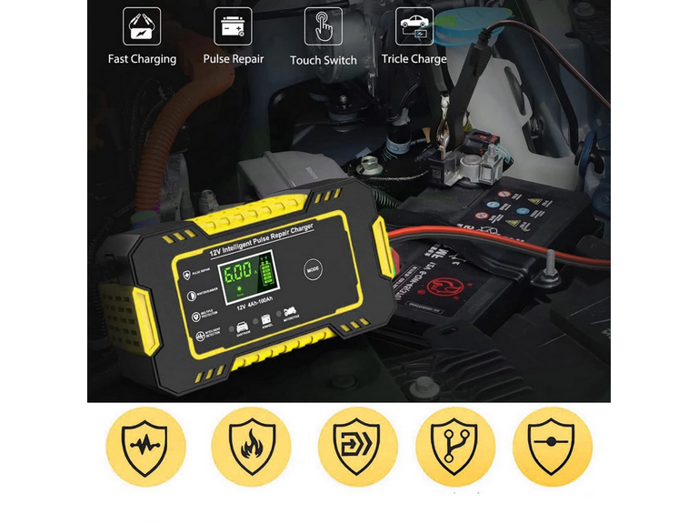 Cargador Batería Automóvil 6 AMP Monitor Carga Inteligente