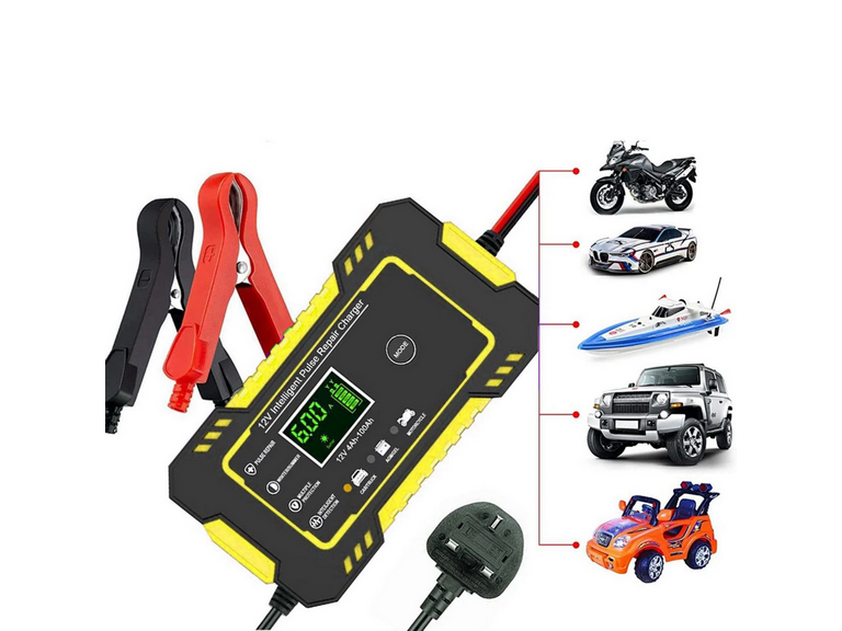 Cargador Batería Automóvil 6 AMP Monitor Carga Inteligente