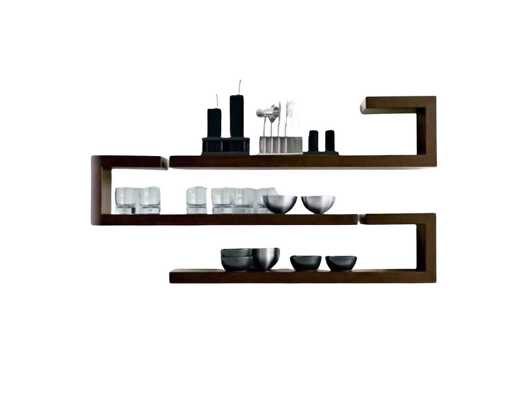 Juego Repisas Flotantes Madera Geo Café 95x45x15 cm