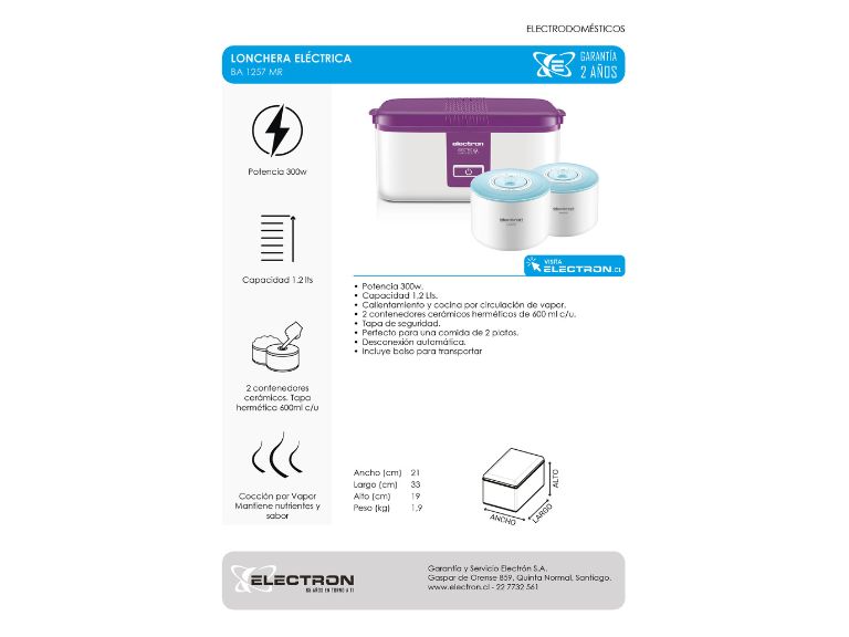 Lonchera Eléctrica Morada Electron