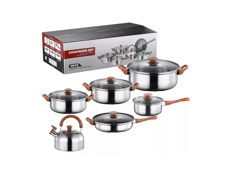 Juego Ollas Batería 12 Piezas Antiadherente