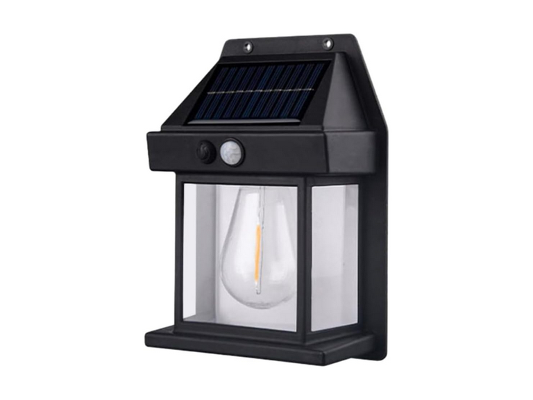 Farol Foco Solar Pared Sensor Movimiento 3.2 V Luz Cálida Negro