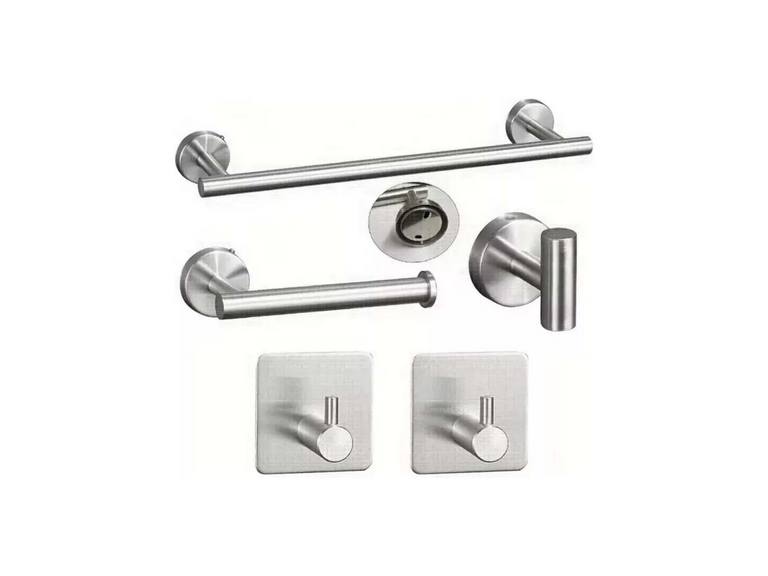 Set 5 Accesorios Baño Acero Inoxidable Baño Fácil Instalación