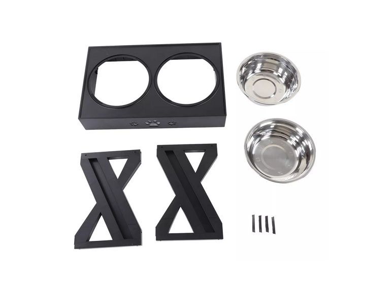 Comedero bebedero Mascotas Ajustable Plato Acero