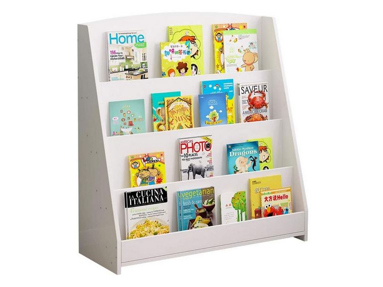 Estante Librero Niños Madera 4 Niveles 80x30x88 cm Blanco