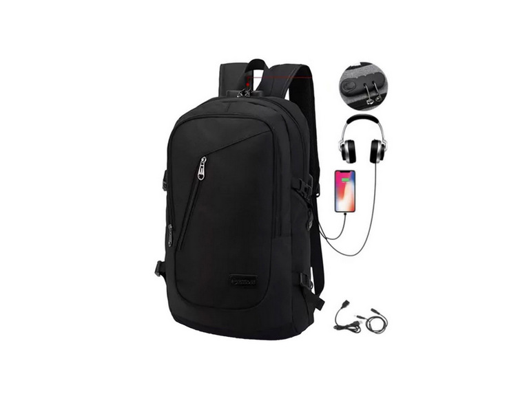 Mochila Antirrobo 30 LT Cable USB Negro