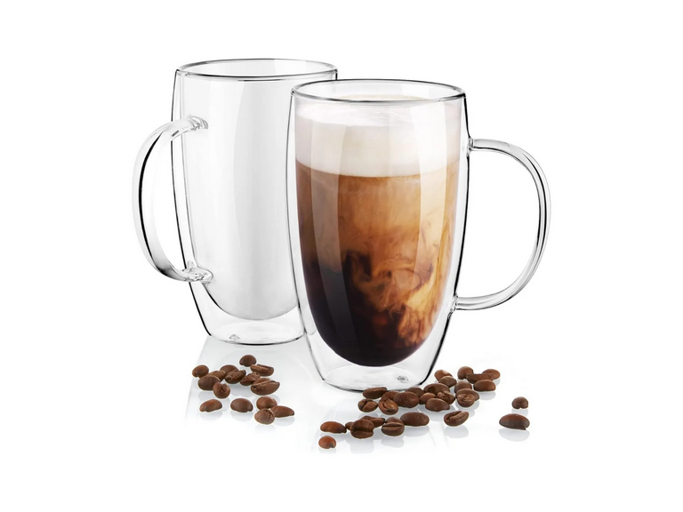 Vaso MUG Termo Café Doble Pared Vidrio 470 ML