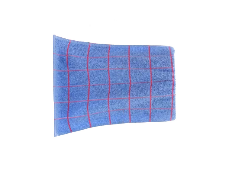 Set 12 Paños Cocina Fleco Cuadro 65G 60X40 cm Celeste