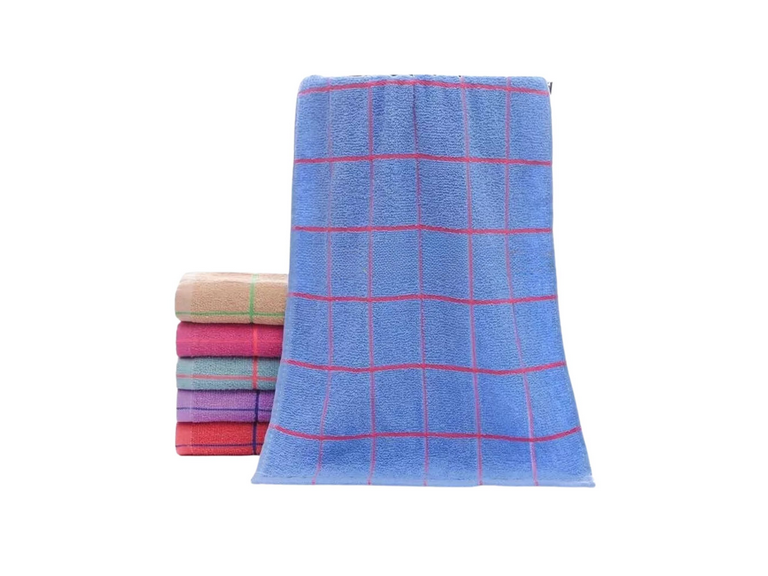 Set 12 Paños Cocina Fleco Cuadro 65G 60X40 cm Celeste