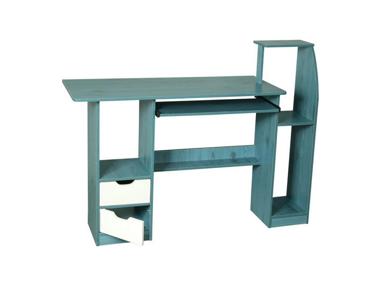 Escritorio Mesa Librero Gaveta PC 117x40x92 Azul