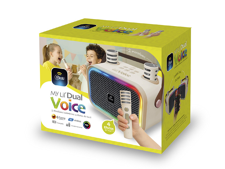 Karaoke My Lil Voice Luz RGB 2 Microfonos White