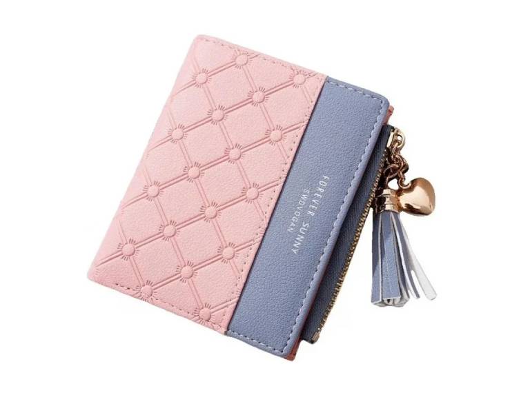 Billetera Tarjetera Monedero Elegante 11x9 CM Cuero Rosa