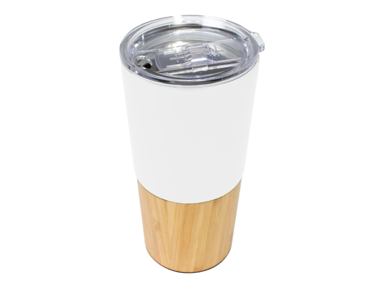 Mug metálico bamboo AURUS 500cc Blanco