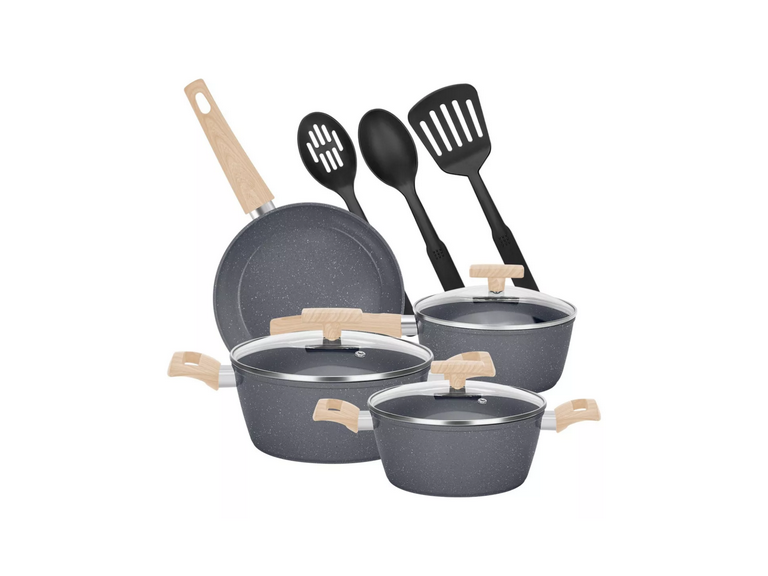 Juego Batería 10 Piezas Cocina Granito Negro