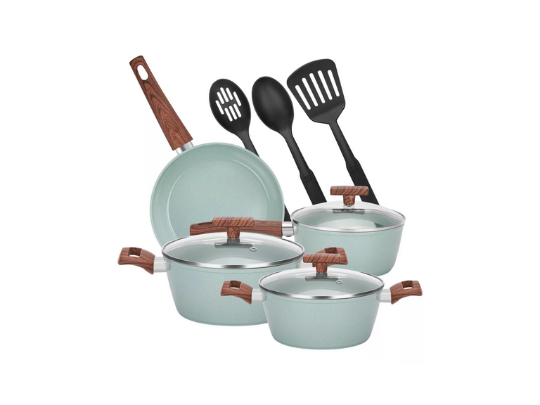 Juego Batería 10 Piezas Cocina Granito Verde