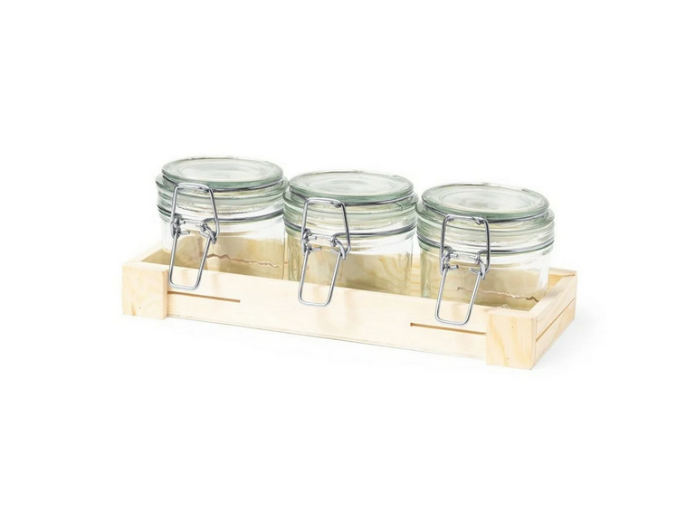 Set 3 Frascos Contenedores Vidrio 230 ML