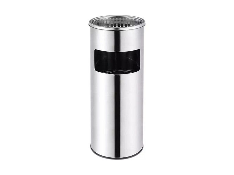Basurero Cenicero Circular Acero 18 LT Plateado