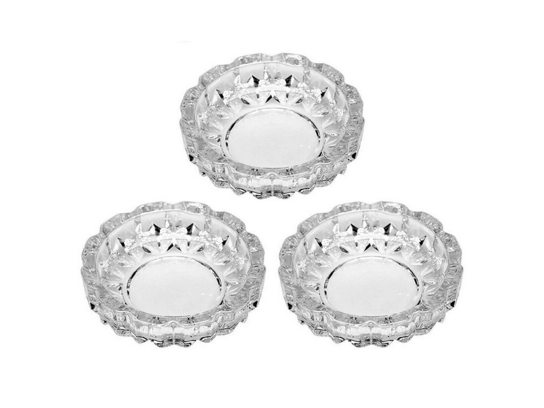 Set 3 Ceniceros Vidrio Redondo Tallado 11x2