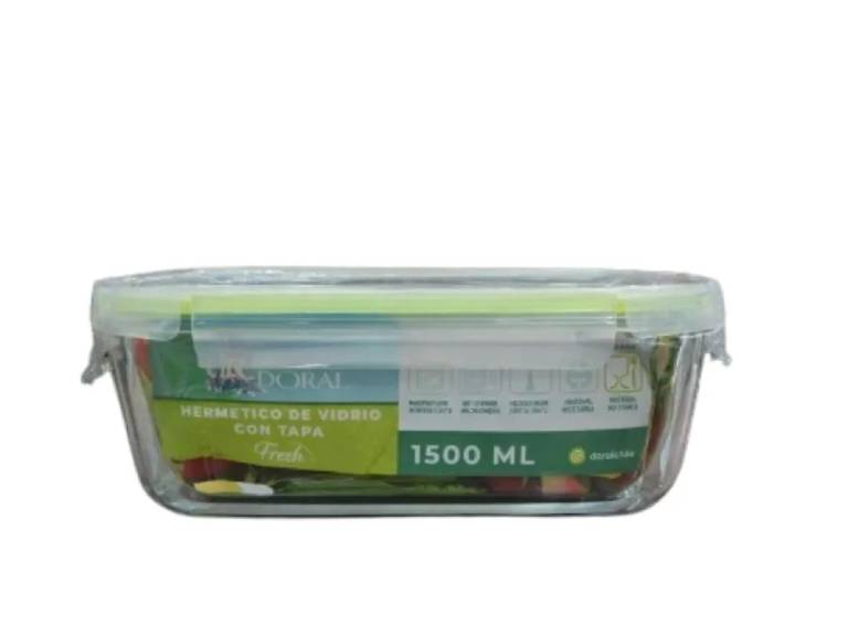 Hermético de Vidrio Rectangular DORAL Fresh 1500 ml con Tapa