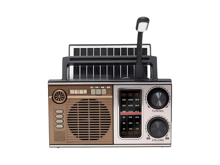 Radio Vintage Estilo Antiguo Panel Solar Marrón