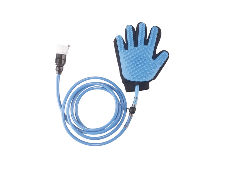 Guante Ducha Masajeador 2 En 1 Mascotas Manguera Azul