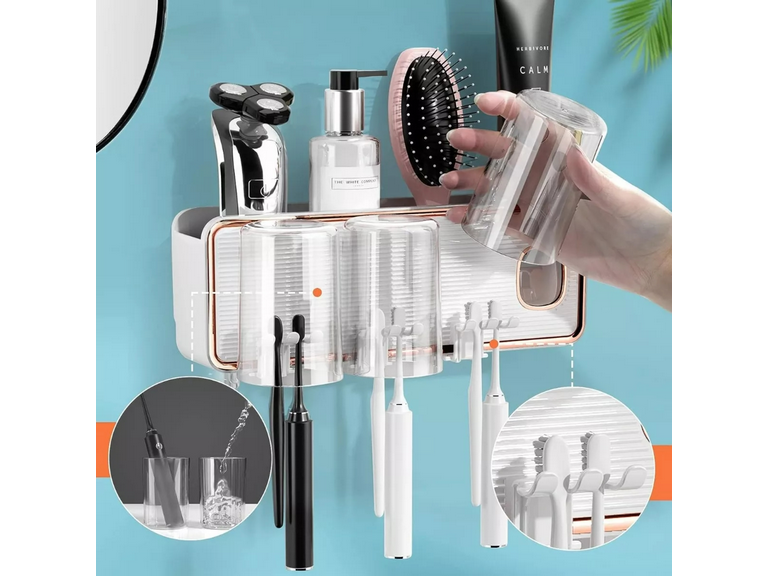 Dispensador Automático Pasta Dientes Porta Cepillo Blanco