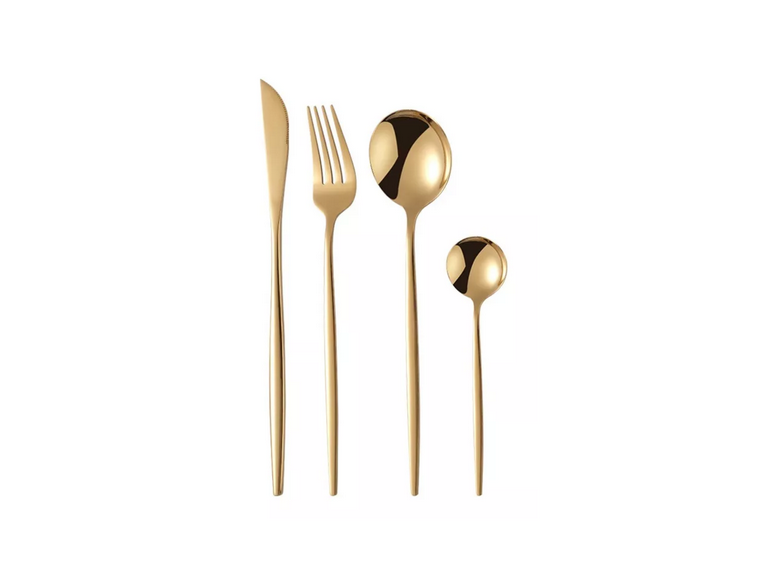 Set 24 Piezas Cubiertos Acero Inoxidable Dorado